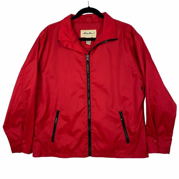 Eddie Bauer Red Full Zip Nylon Jacket Size Medium - Picture 1 of 9